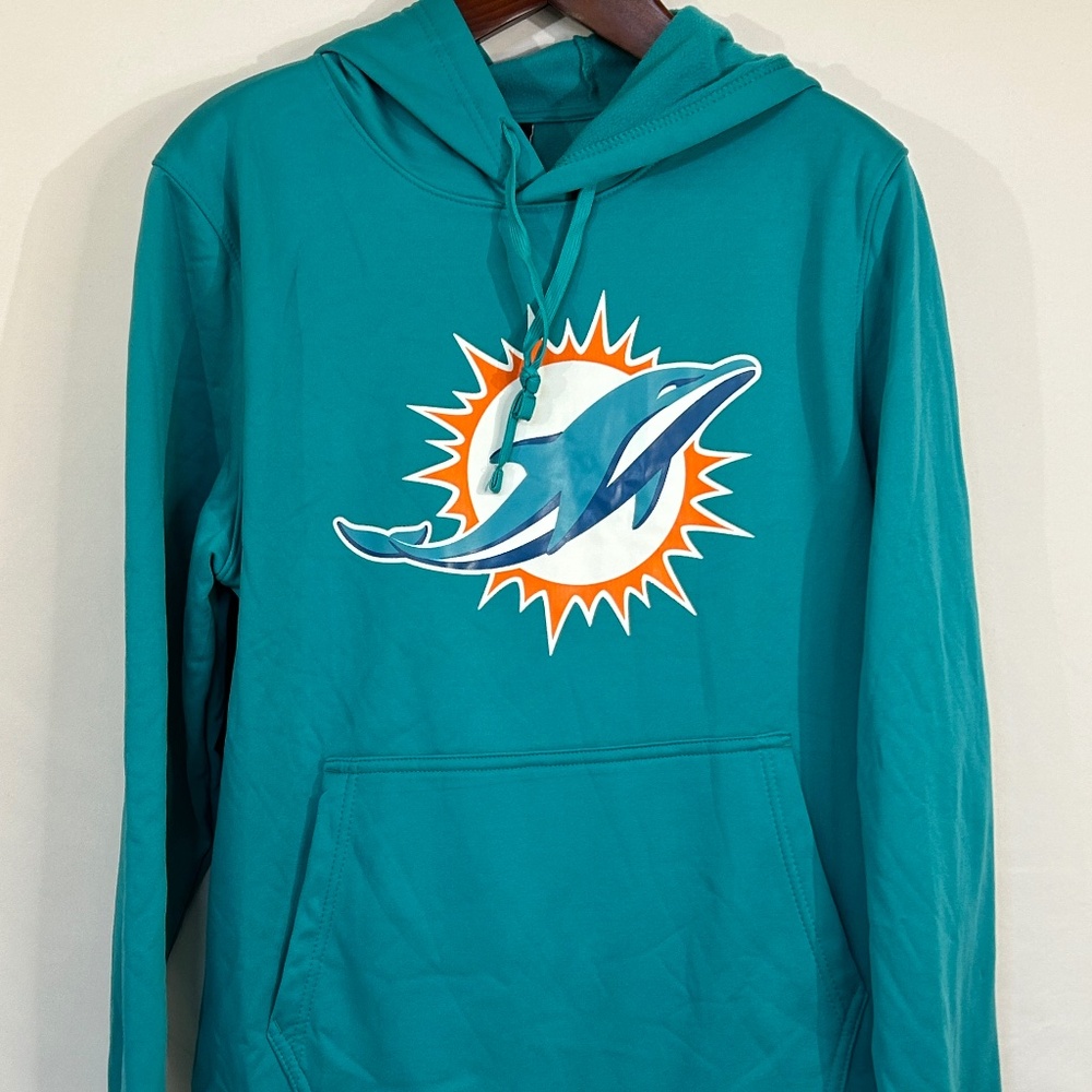 Team Apparel NFL Miami Dolphins Football Turquoise Blue Hoodie